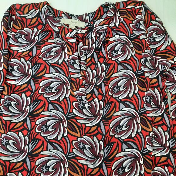 Ann Taylor LOFT Long Sleeve Flowy Top Red Purple Orange Size‎ Small - Picture 5 of 7